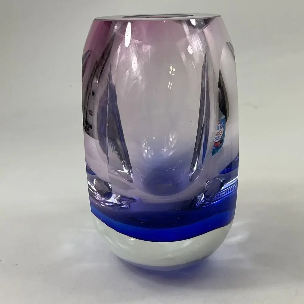 Vintage Murano Sommerso Vase Designed By Flavio Poli for Seguso Blue Pink Violet